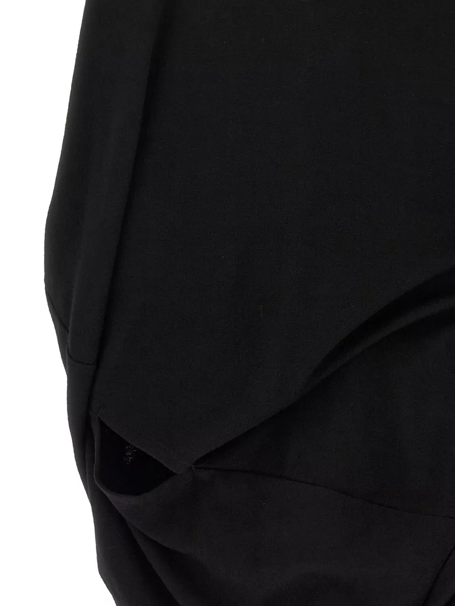 Junya Watanabe Wool Asymmetric Draped Boat Neck Long Sleeve Top