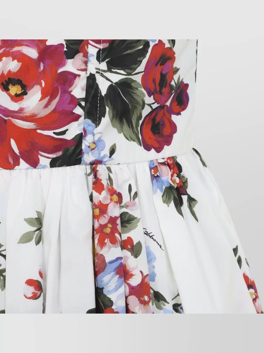 Dolce&Gabbana Sleeveless Square Neck Dress Floral Pleated