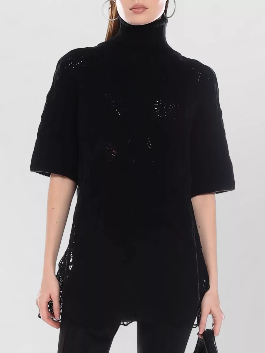 Ermanno Scervino Short Sleeve Longline Knit Turtleneck