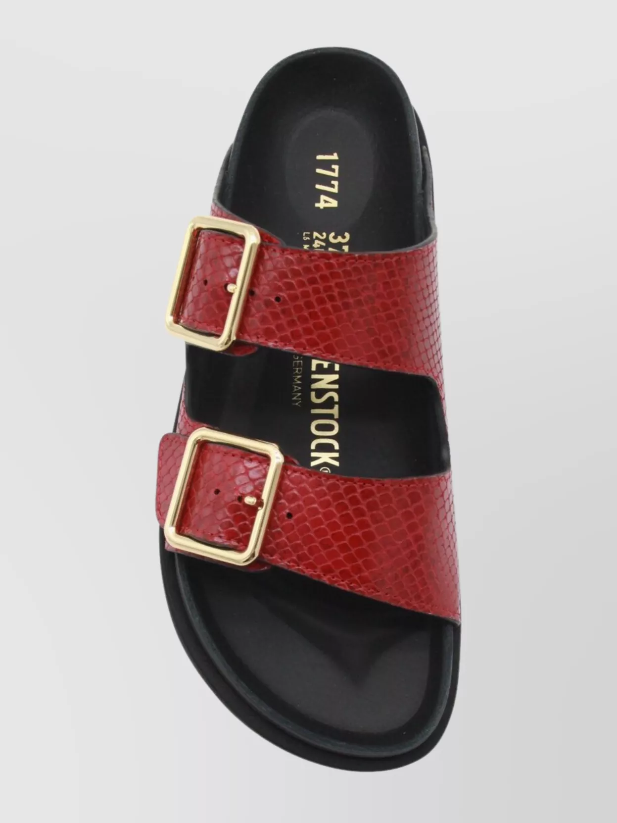 Birkenstock 1774 Open Toe Sandals With Textured Flat Sole In Red