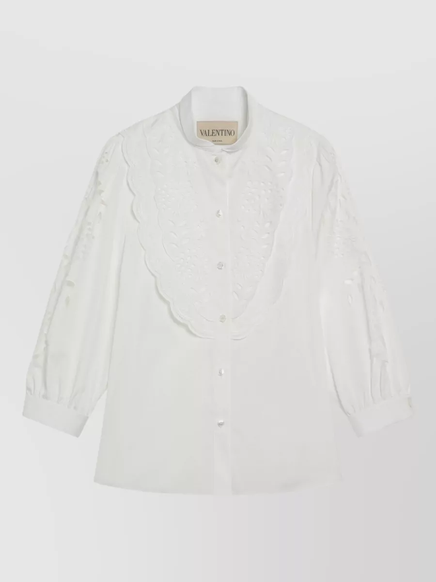 Valentino embroidered cotton long-sleeve shirt