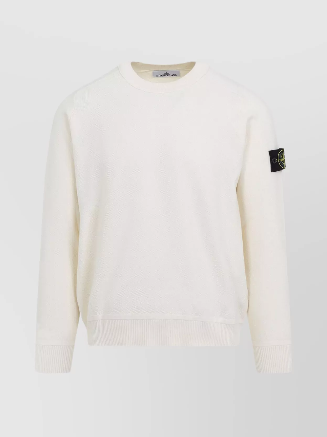Stone Island Wool Blend Sweatshirt With Iconic Logo Patch And Timeless Design In Neutrals
