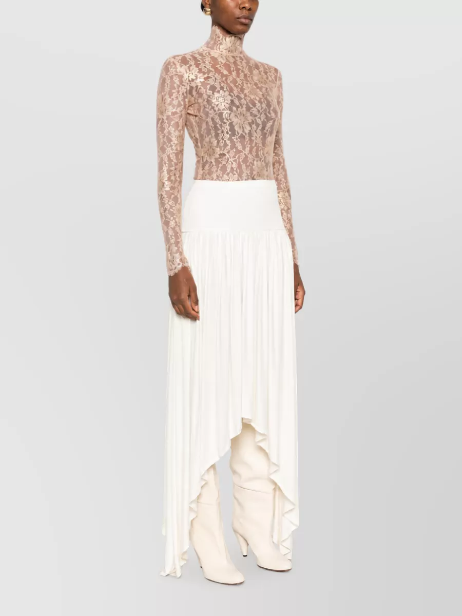 Valentino Floral Lace Long Sleeve Slim-Fit Bodysuit