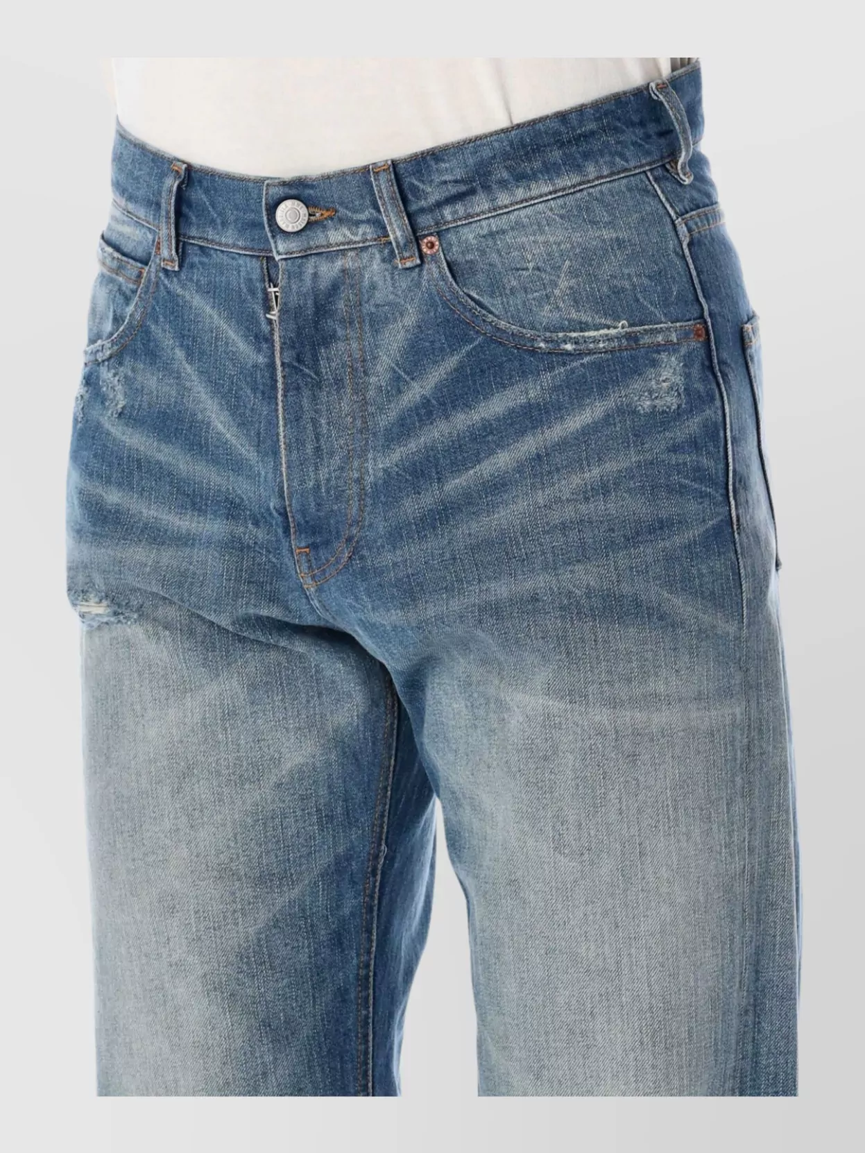 Mm6 Maison Margiela Stripes Distressed Five-Pocket Trousers