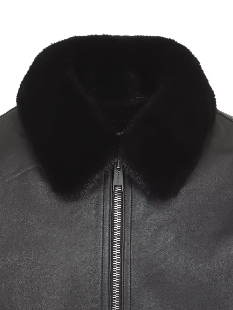 Yves Salomon Leather Bomber Jacket