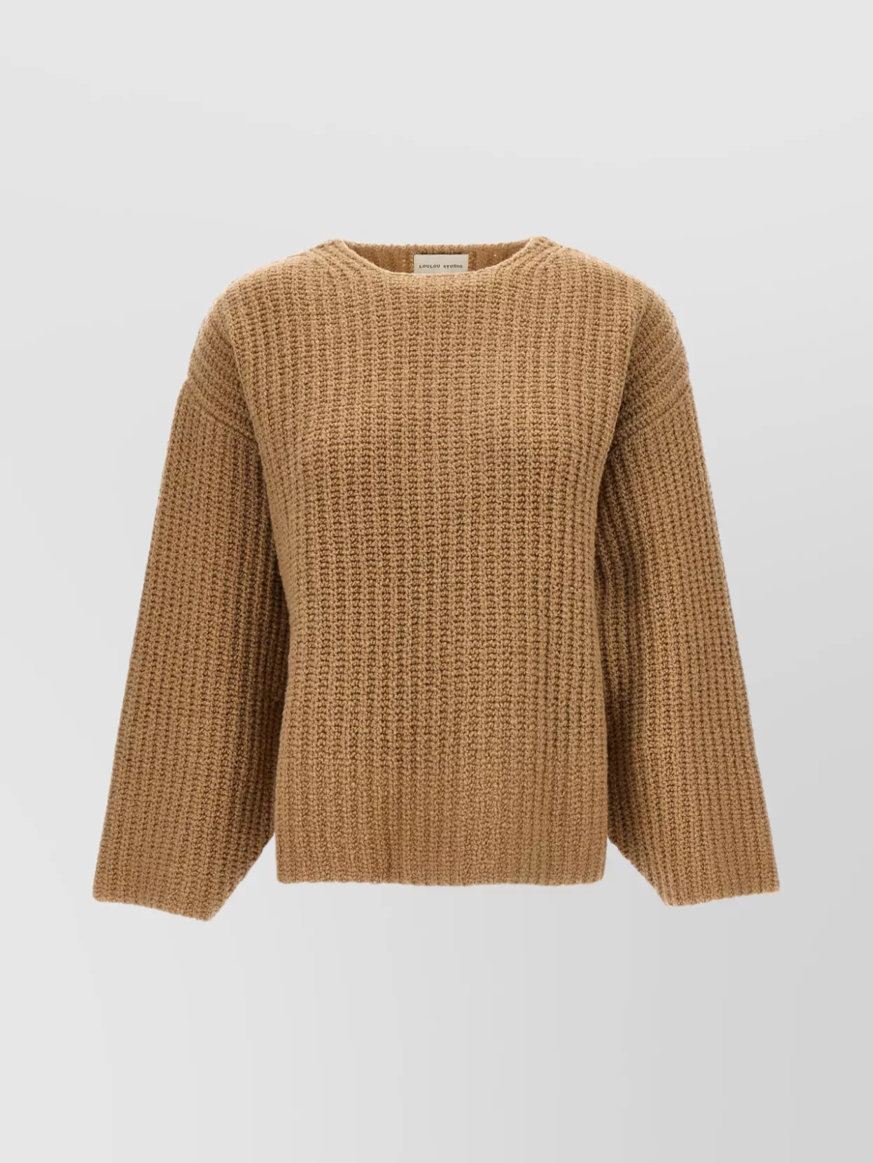 Loulou Studio 'lola' Ribbed Knit Sweater With Dropped Shoulders In Brown