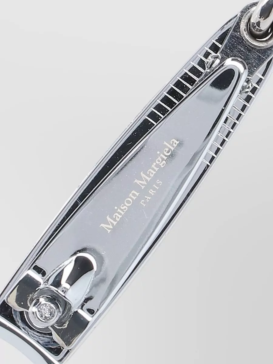 Maison Margiela Key Case And Polished Metal Keyring In Silver