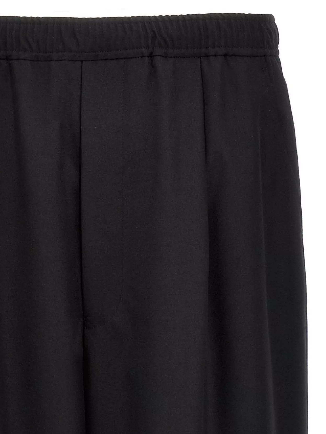 Comme Des Garçons Wool Trousers With Elastic Waistband And Wide Leg