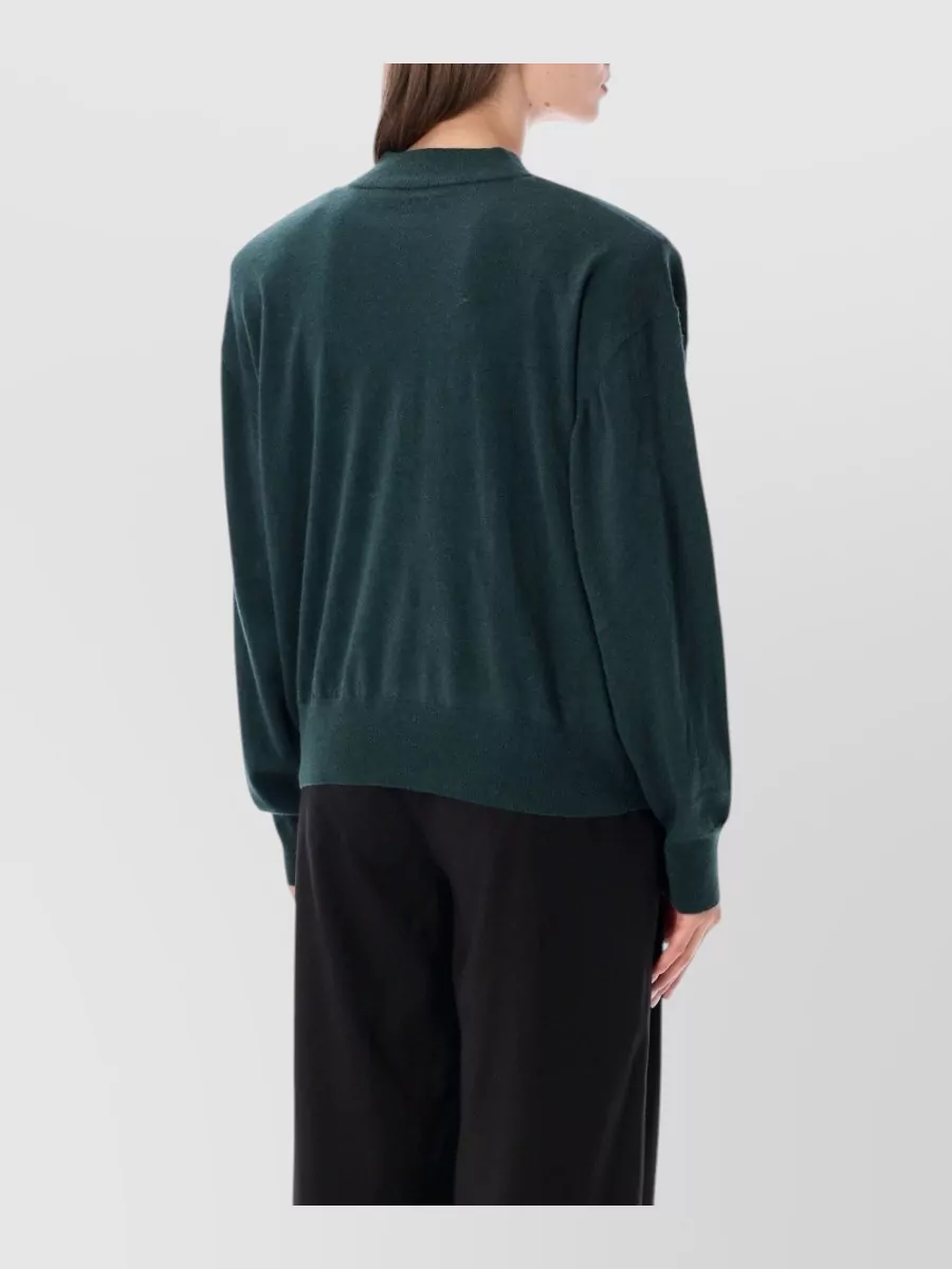 The Frankie Shop Wool Ribbed High Neck Padded Shoulder Sweater