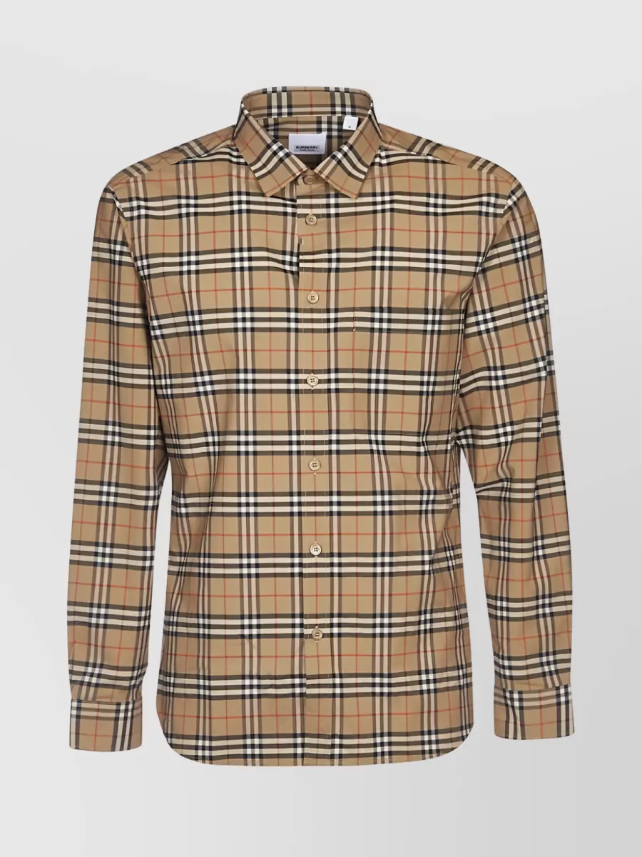 Shop Burberry Eternal Check Pattern Shirt In Beige