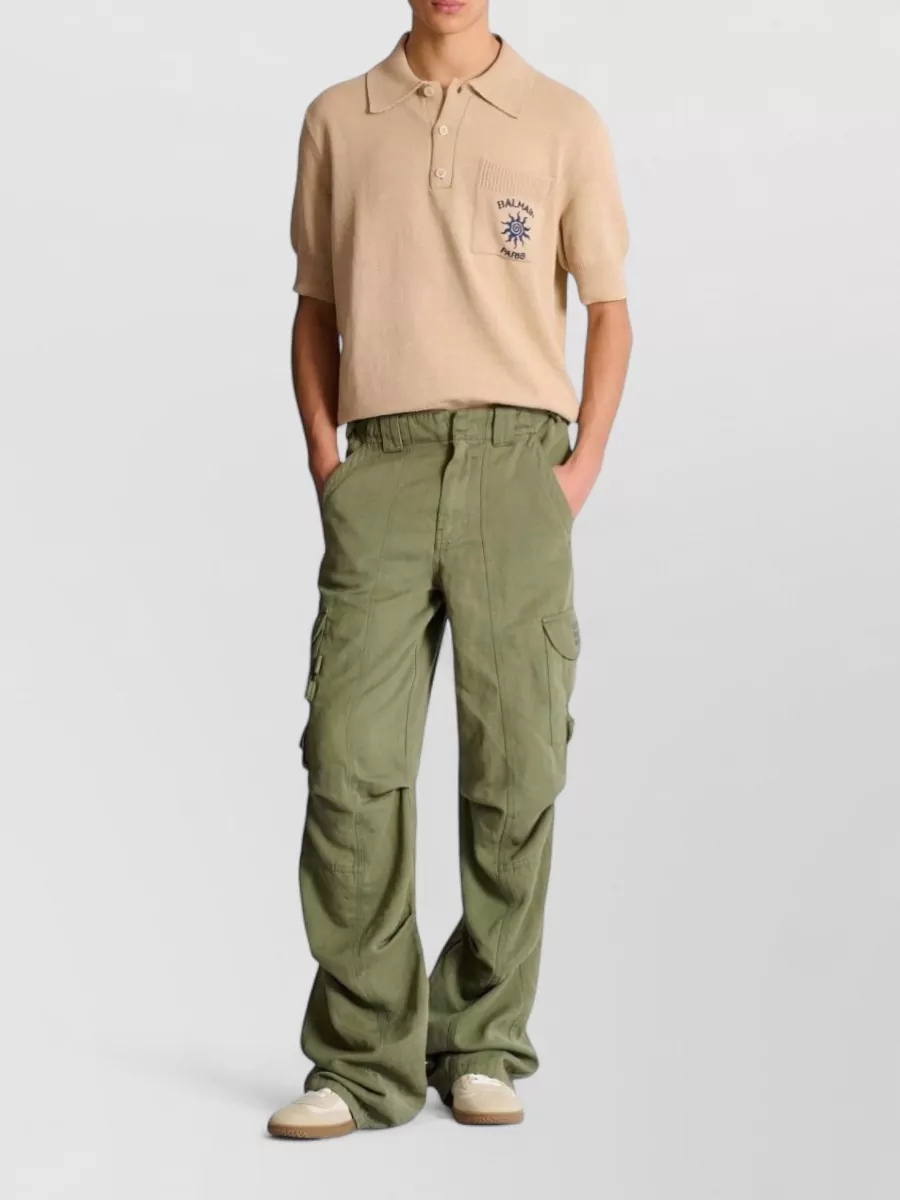 Balmain Ribbed Short-Sleeve Polo Shirt