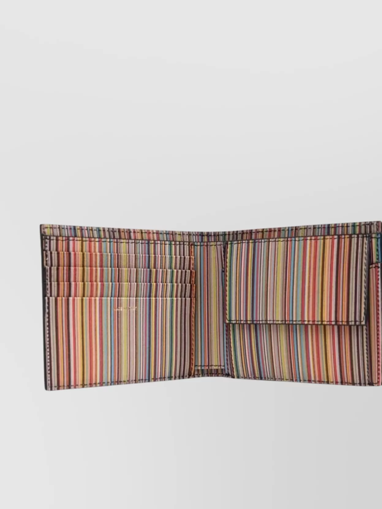 Paul Smith Black Leather Wallet With Signature Stripe Pattern In Black