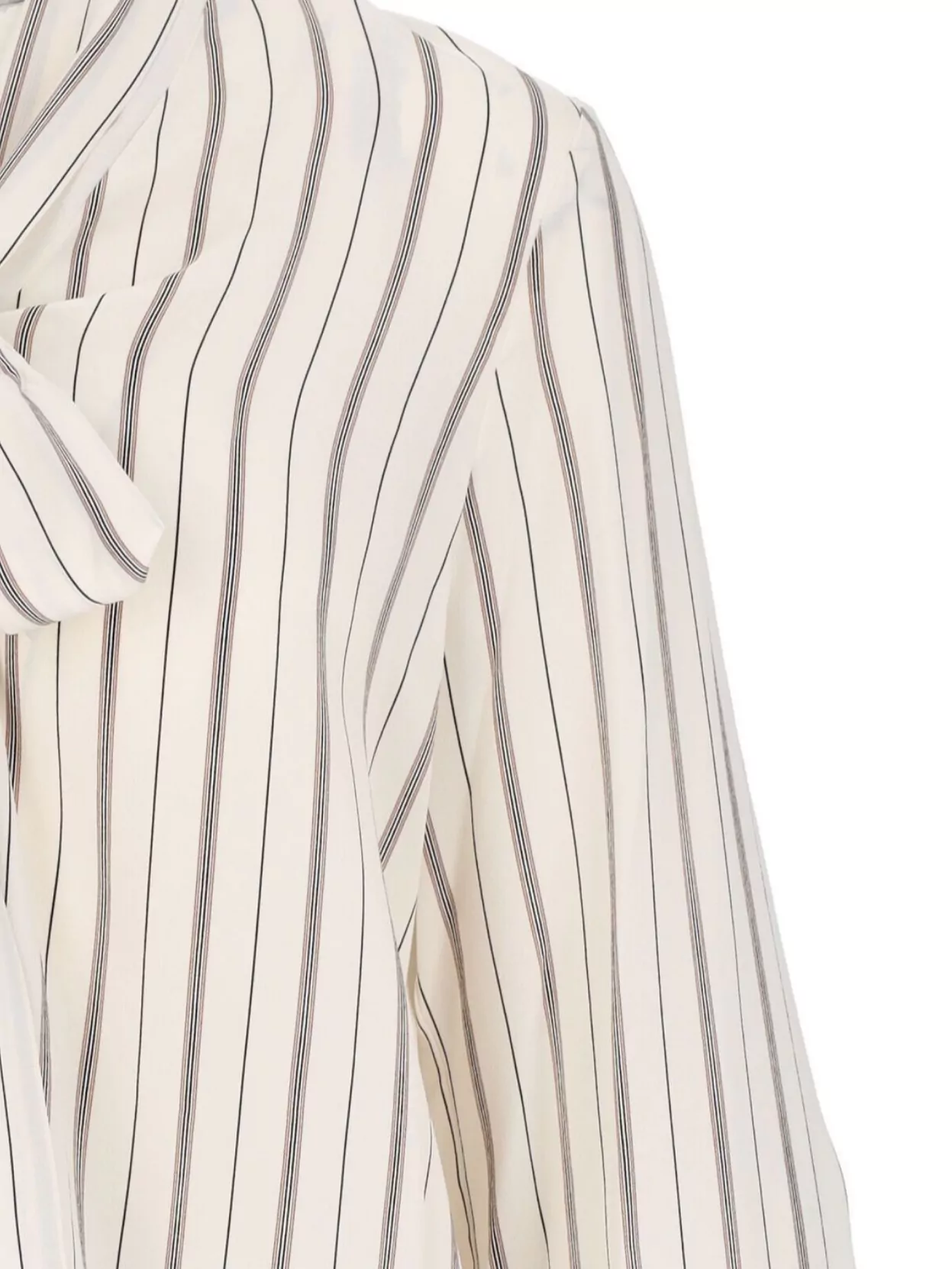 Nili Lotan Striped Collared Top Bow Detail