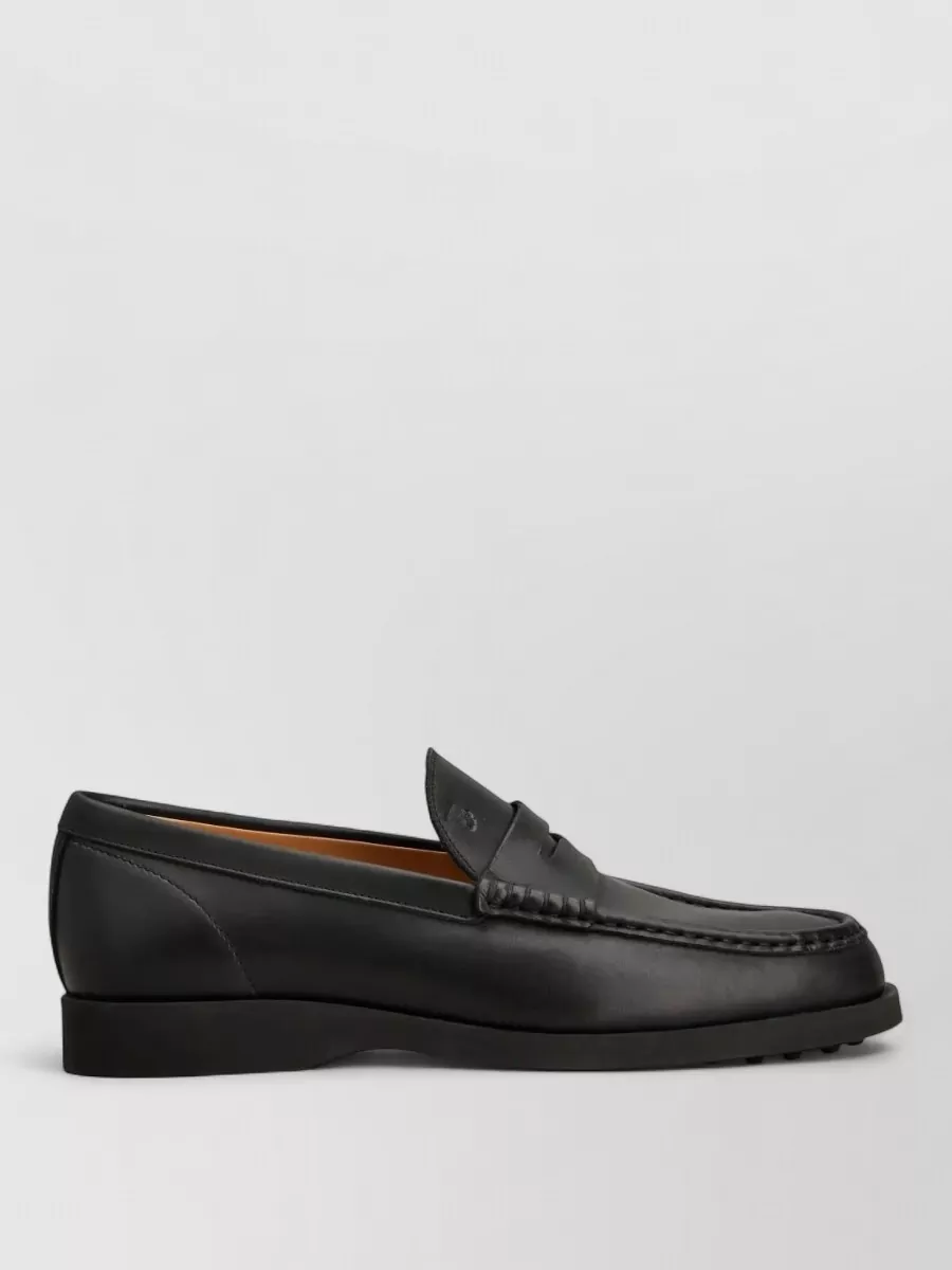 Tod's Leather Penny Loafers Round Toe Sole