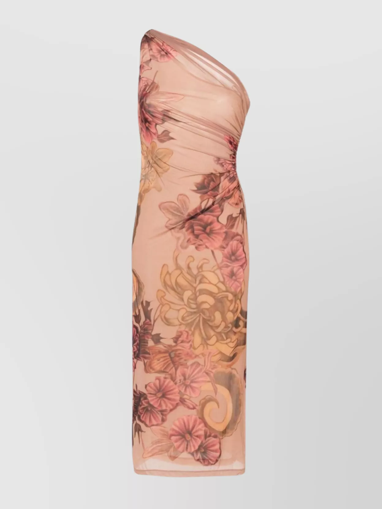 Shop Alberta Ferretti Floral Print One-shoulder Dress