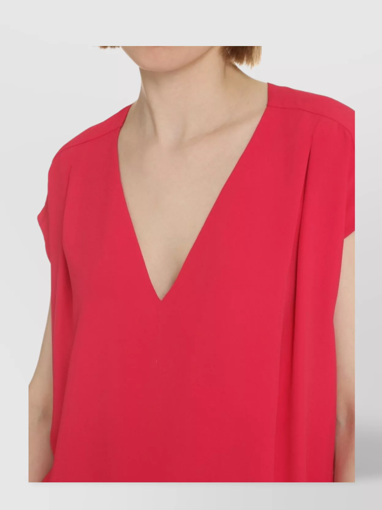 Shop Genny Silk Blouse With V-neck And Cap Sleeves