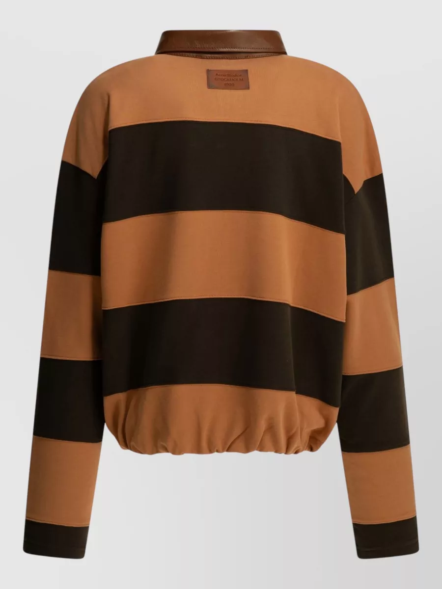Acne Studios Striped Cotton Long-Sleeve Polo Top