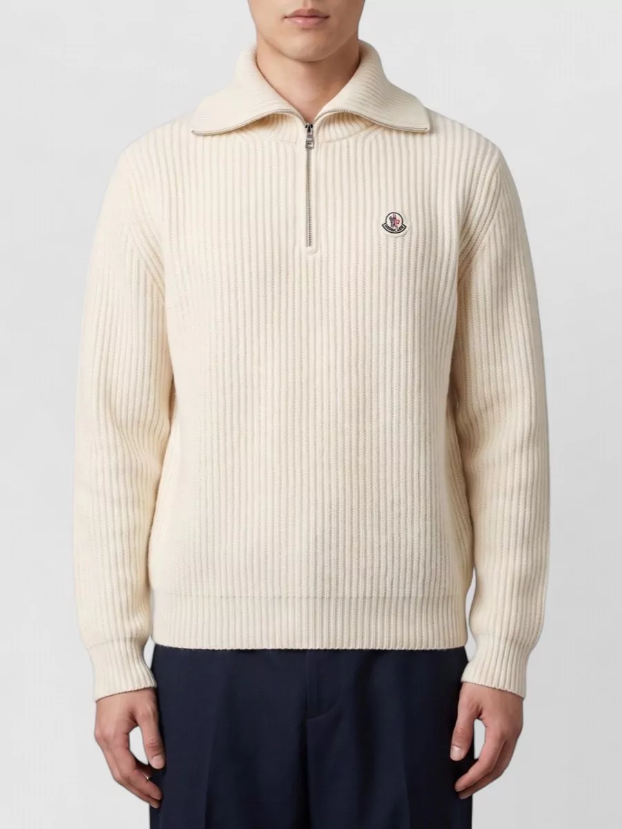 Moncler ribbed wool half-zip turtleneck sweater
