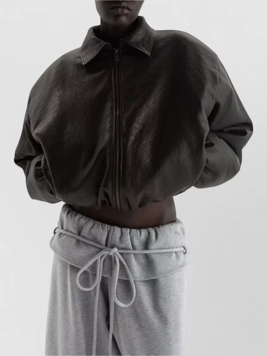 Magda Butrym Leather Cropped Bomber Jacket