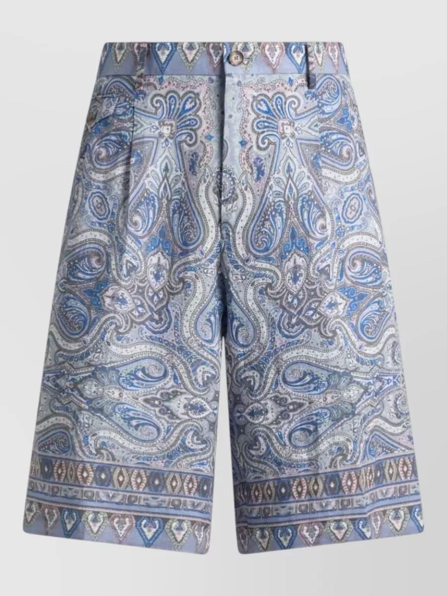 Etro linen paisley print tailored shorts