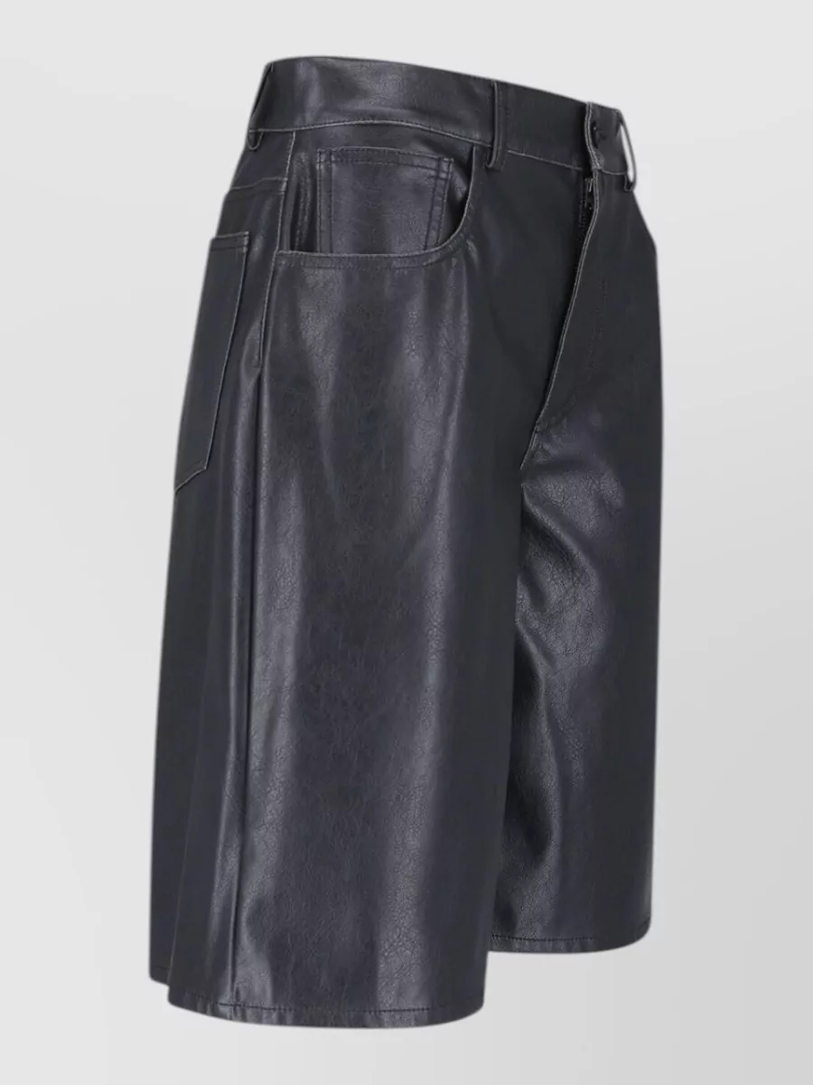 Mm6 Maison Margiela Faux Leather Knee-Length Straight Bermuda Shorts
