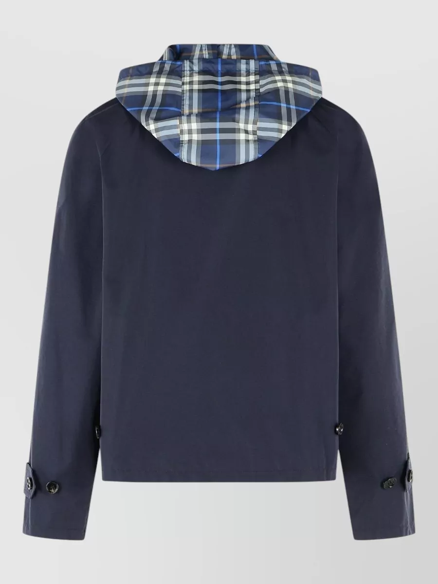 Burberry Cotton Reversible Hooded Jacket Button Cuffs