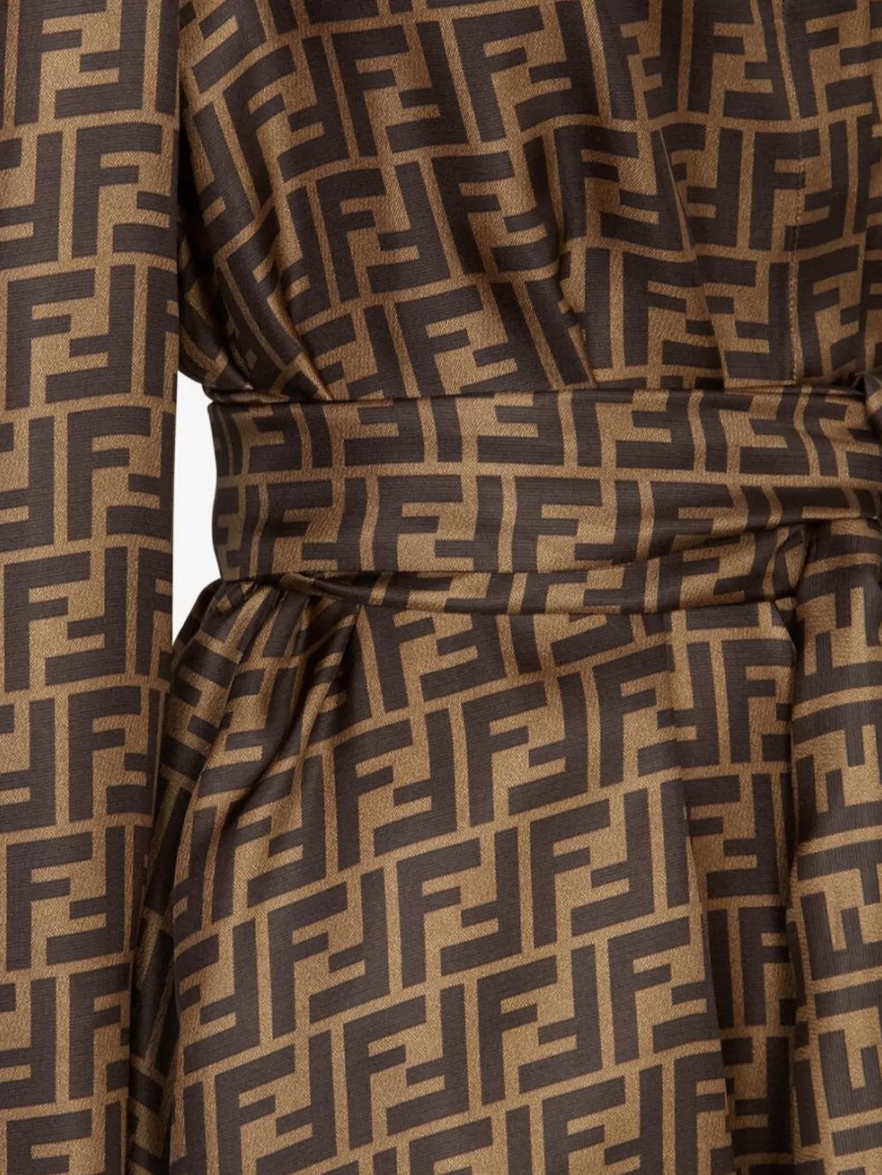 Fendi Ff Patterned Twill Coat In Brown