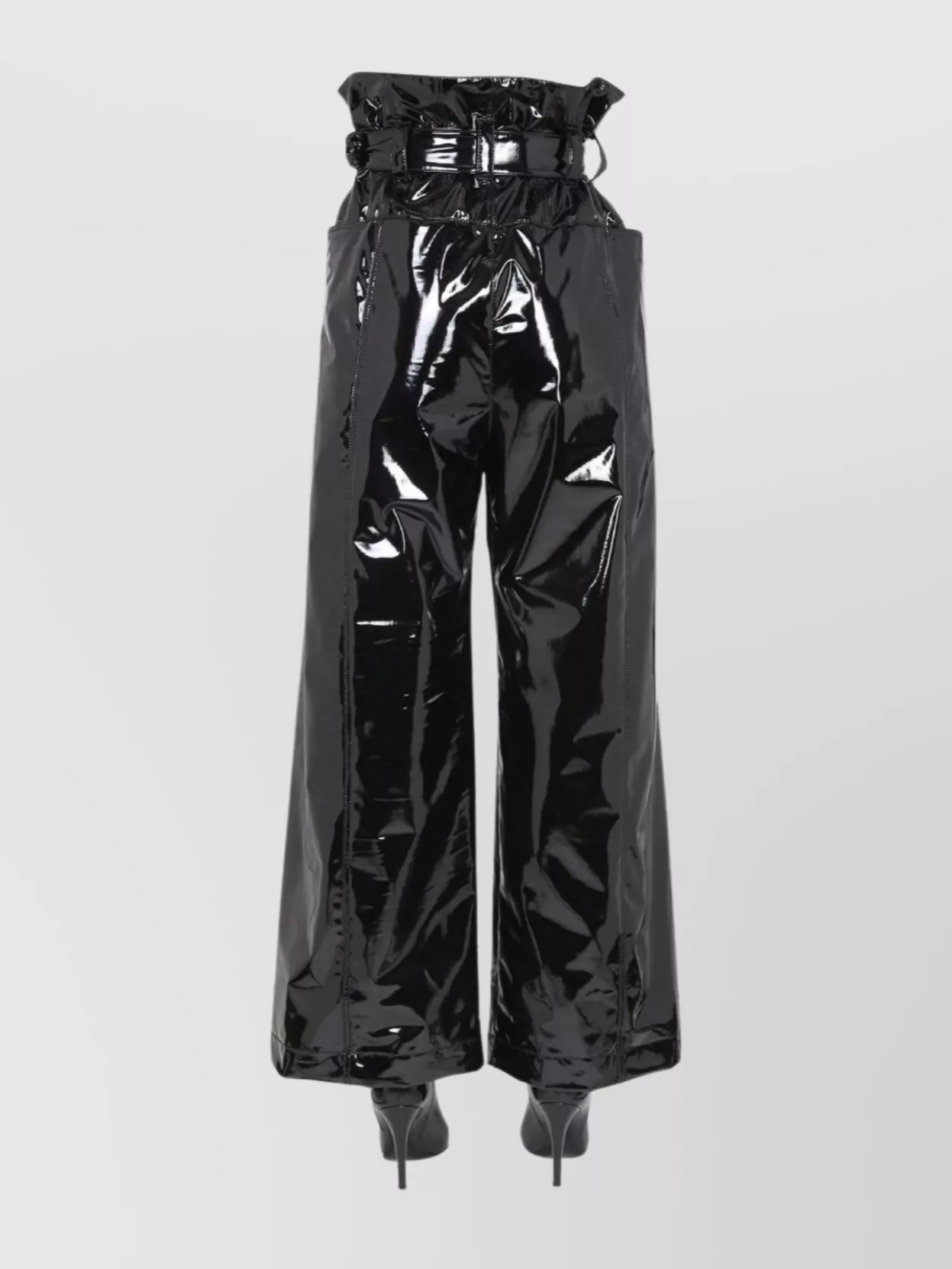 Shop Philosophy Vinyl Buckle High-waist Wide-leg Trousers