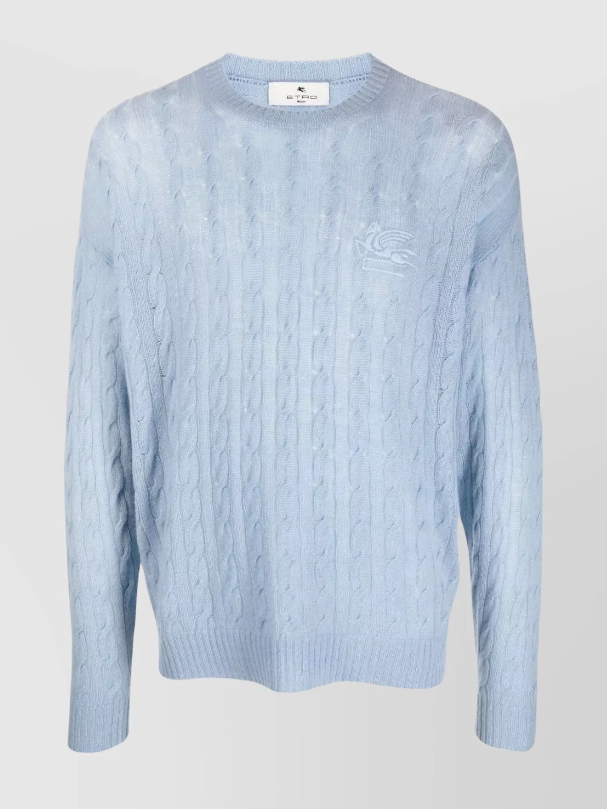 Shop Etro Versatile Crewneck Sweater With Extra-long Sleeves In Blue