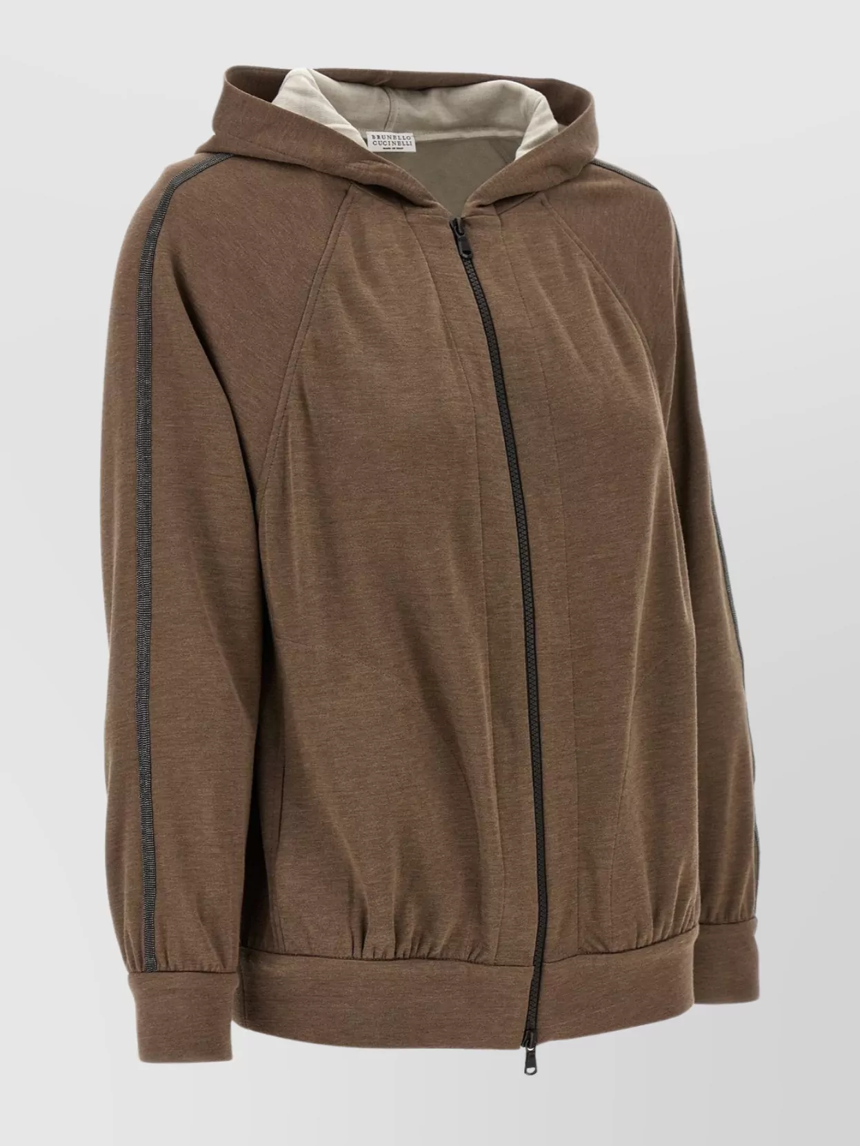 Shop Brunello Cucinelli Knitwear Hoodie With Side Stripe Detail