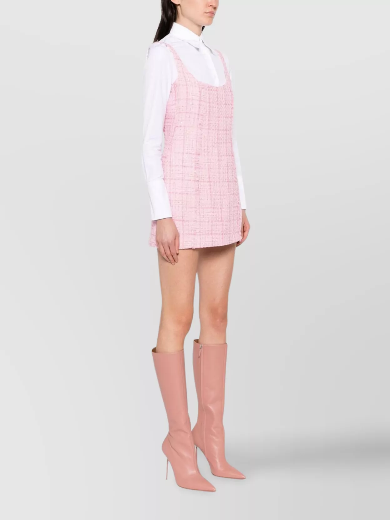 Gcds Tweed Bell Mini Dress With Chain Detail