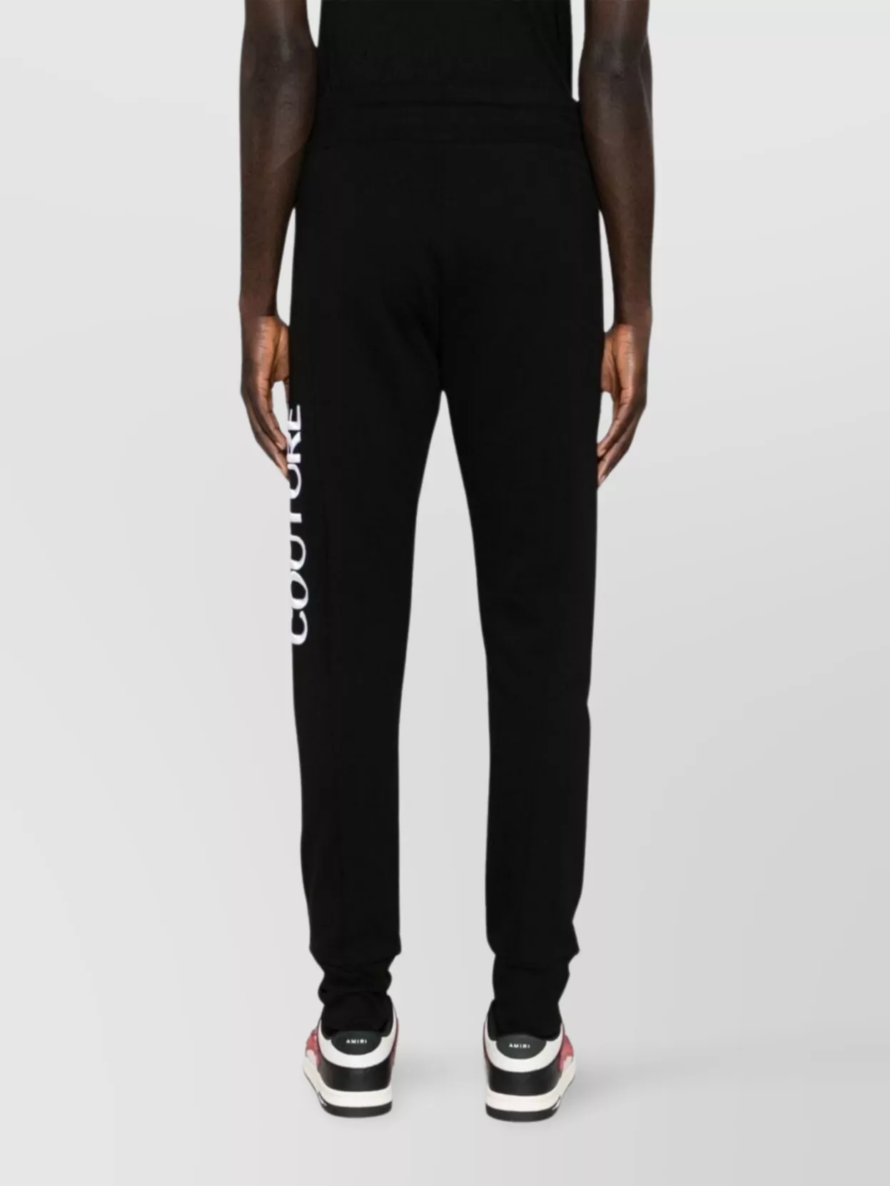 Shop Versace Jeans Couture Ribbed Cuffs Cotton Jersey Trousers In Black