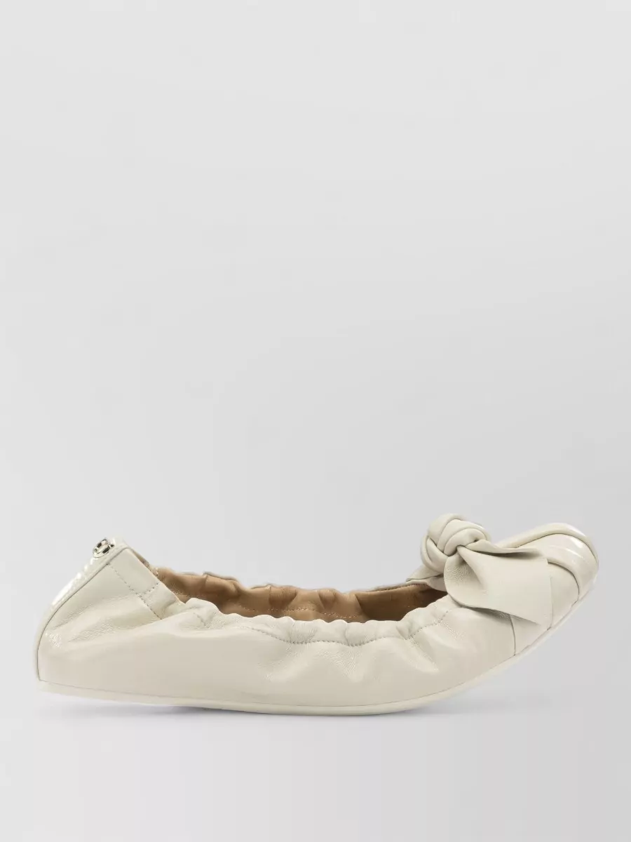 Ferragamo Ballerina Shoes Round Toe Bow Elasticated Trim