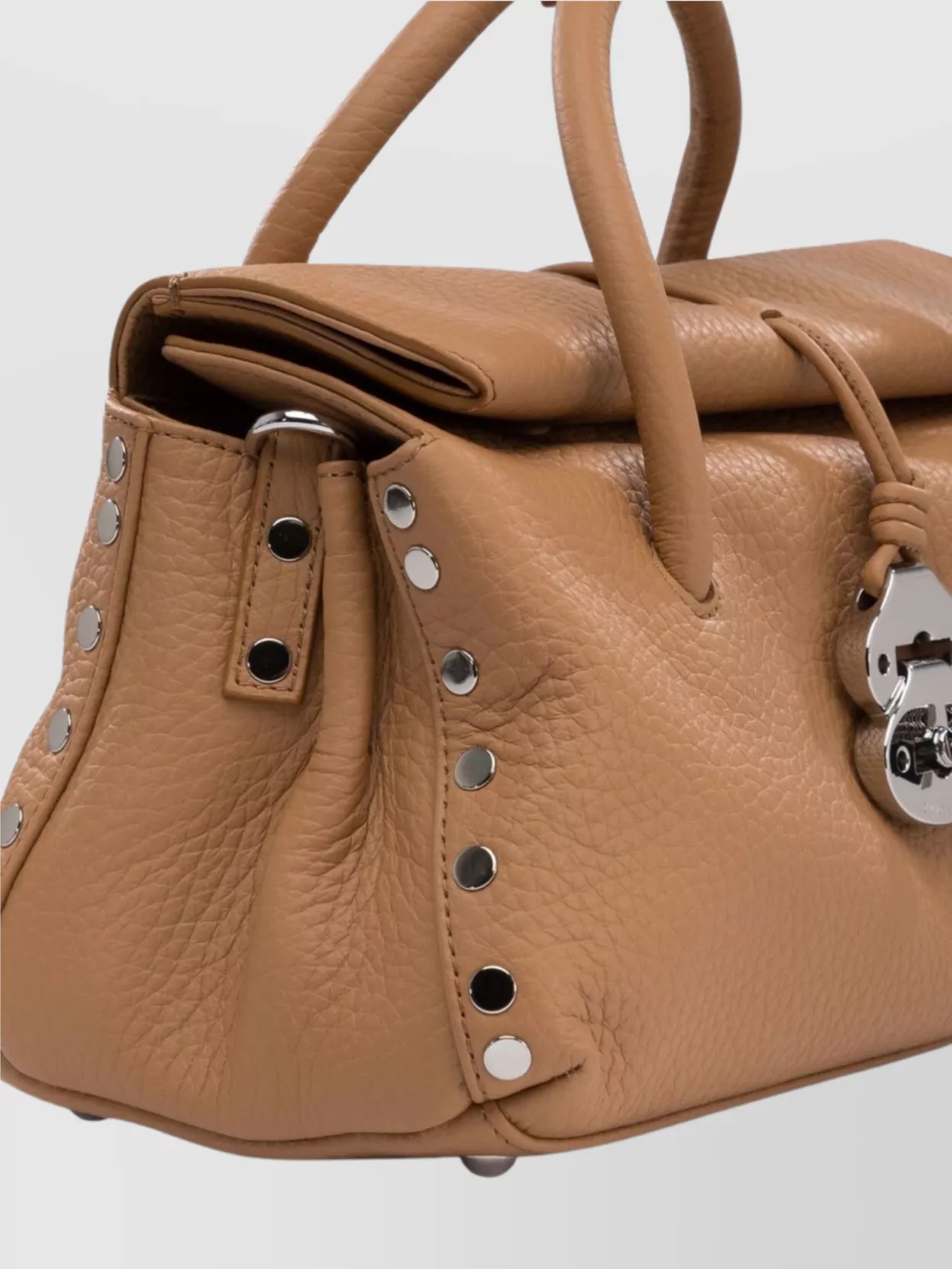 Zanellato Studded Leather Shoulder Bag With Detachable Strap
