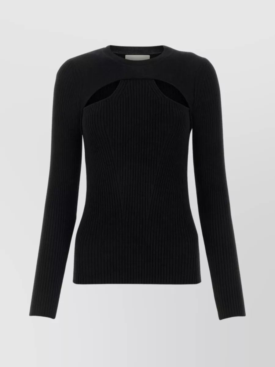 Shop Isabel Marant Zana Ribbed Wool Blend Top In Black