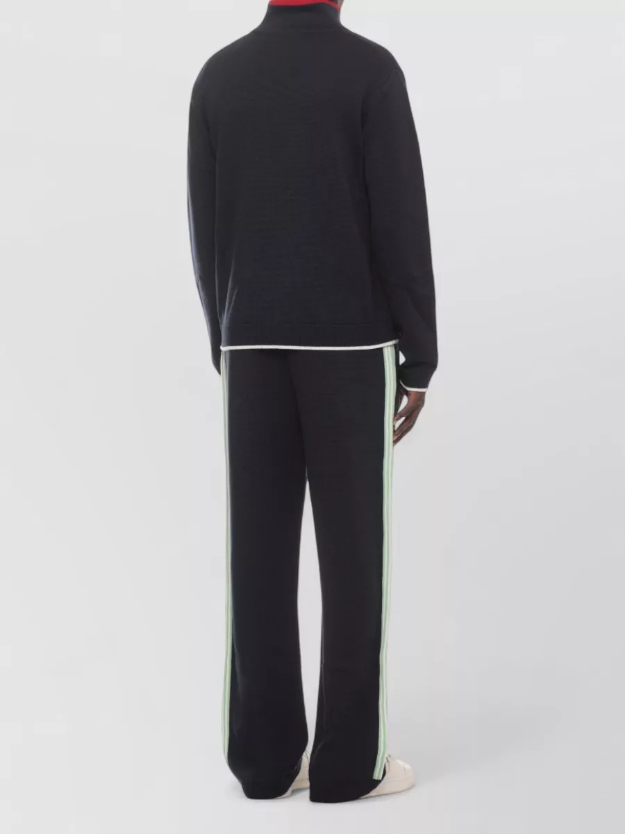 Casablanca Merino Wool Ribbed High-Neck Zip Jacket