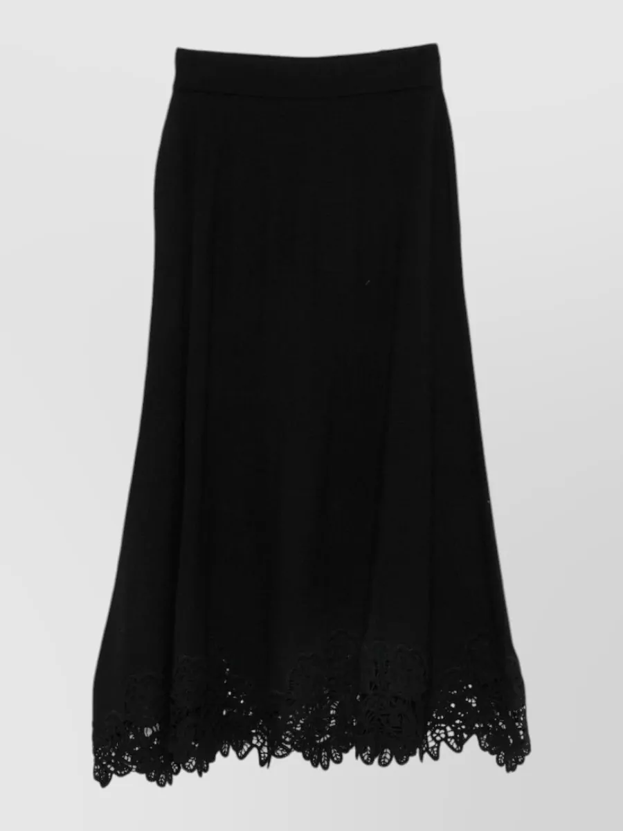 Zimmermann Wool Guipure Lace Trim Asymmetric Midi Dress