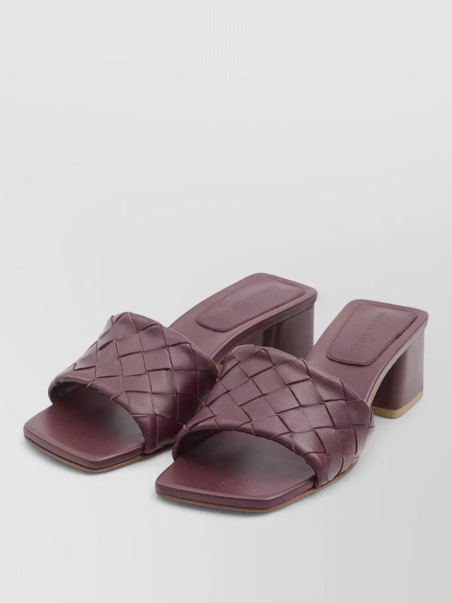Bottega Veneta Barolo Square Toe Woven Leather Mules