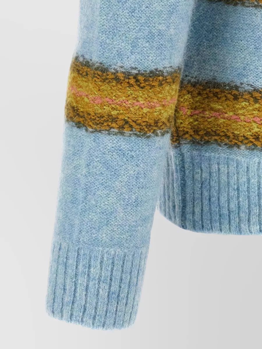 Dries Van Noten Alpaca Wool Striped Crewneck Sweater