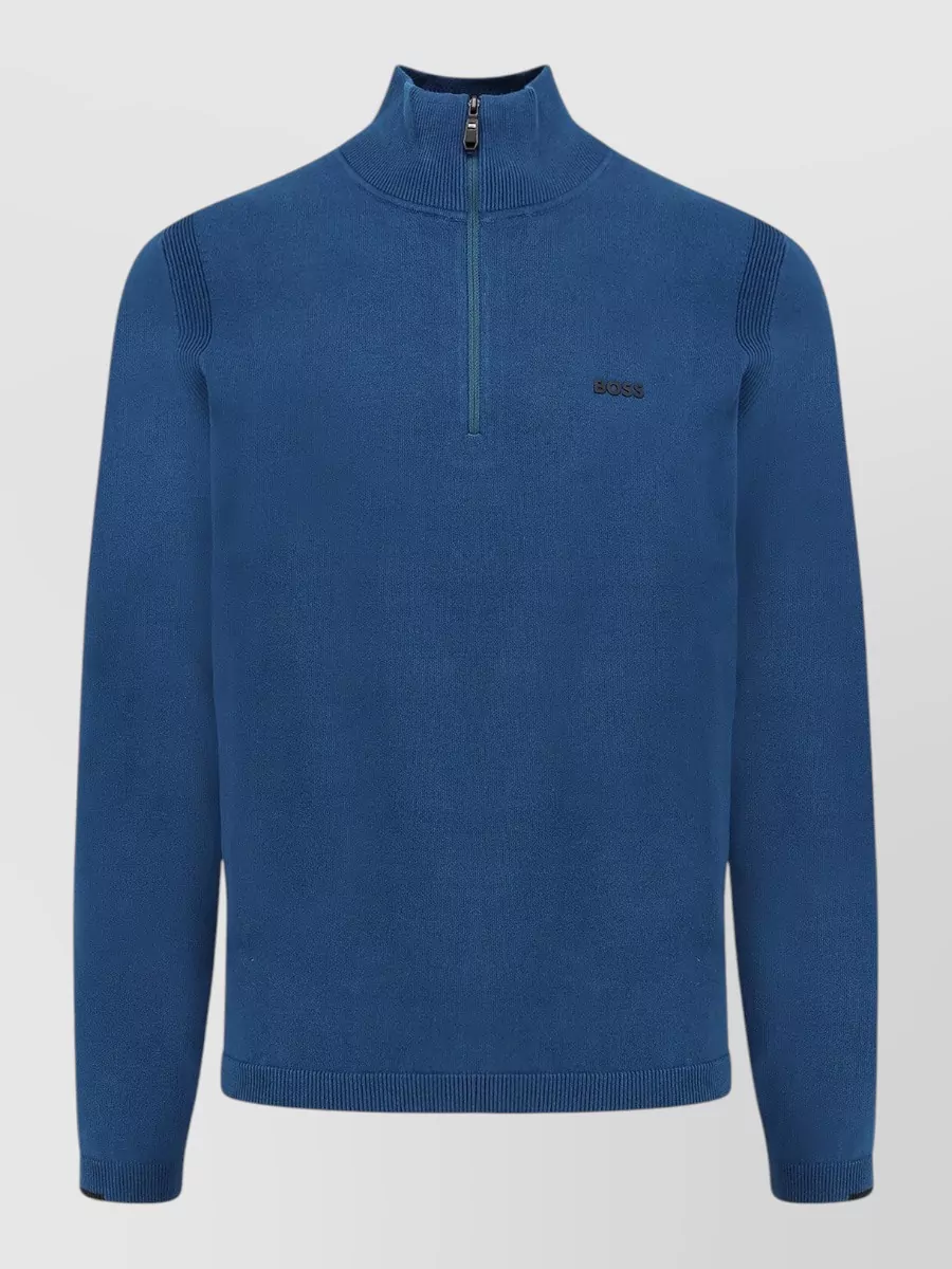 Boss ribbed half zip sweater