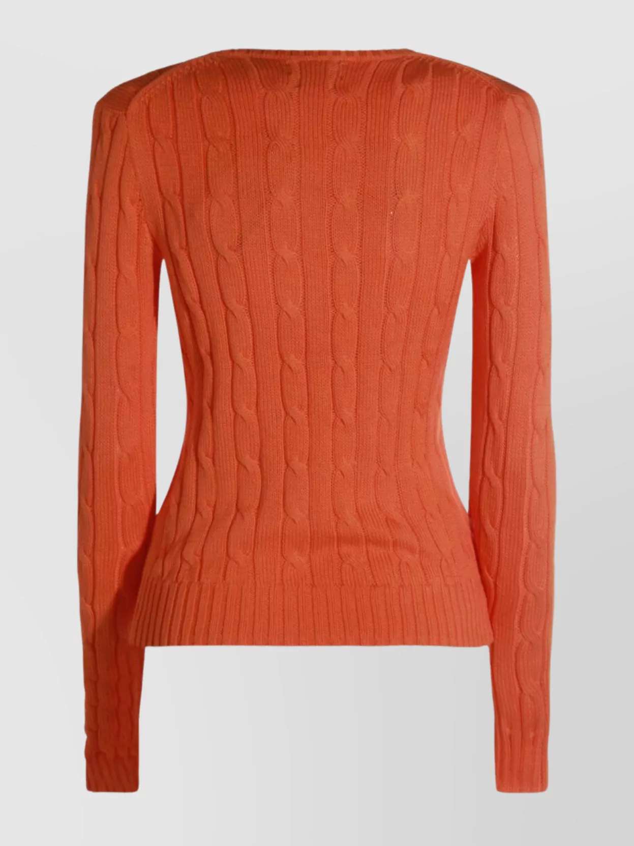 Polo Ralph Lauren Cable Knit Pullover With Ribbed Finish In Orange