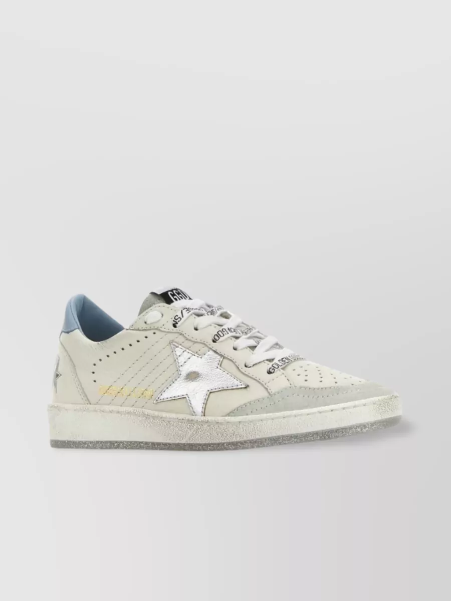 Golden Goose Metallic Detail Distressed Leather Sneakers