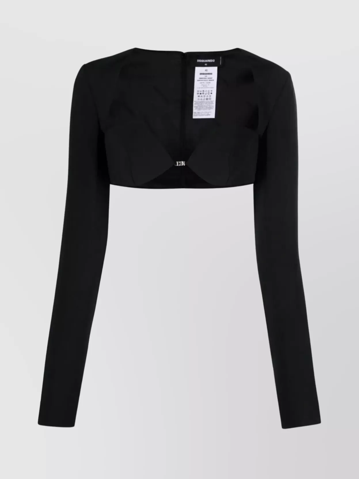 Dsquared2 Cropped Open Front Long Sleeve Top In Black