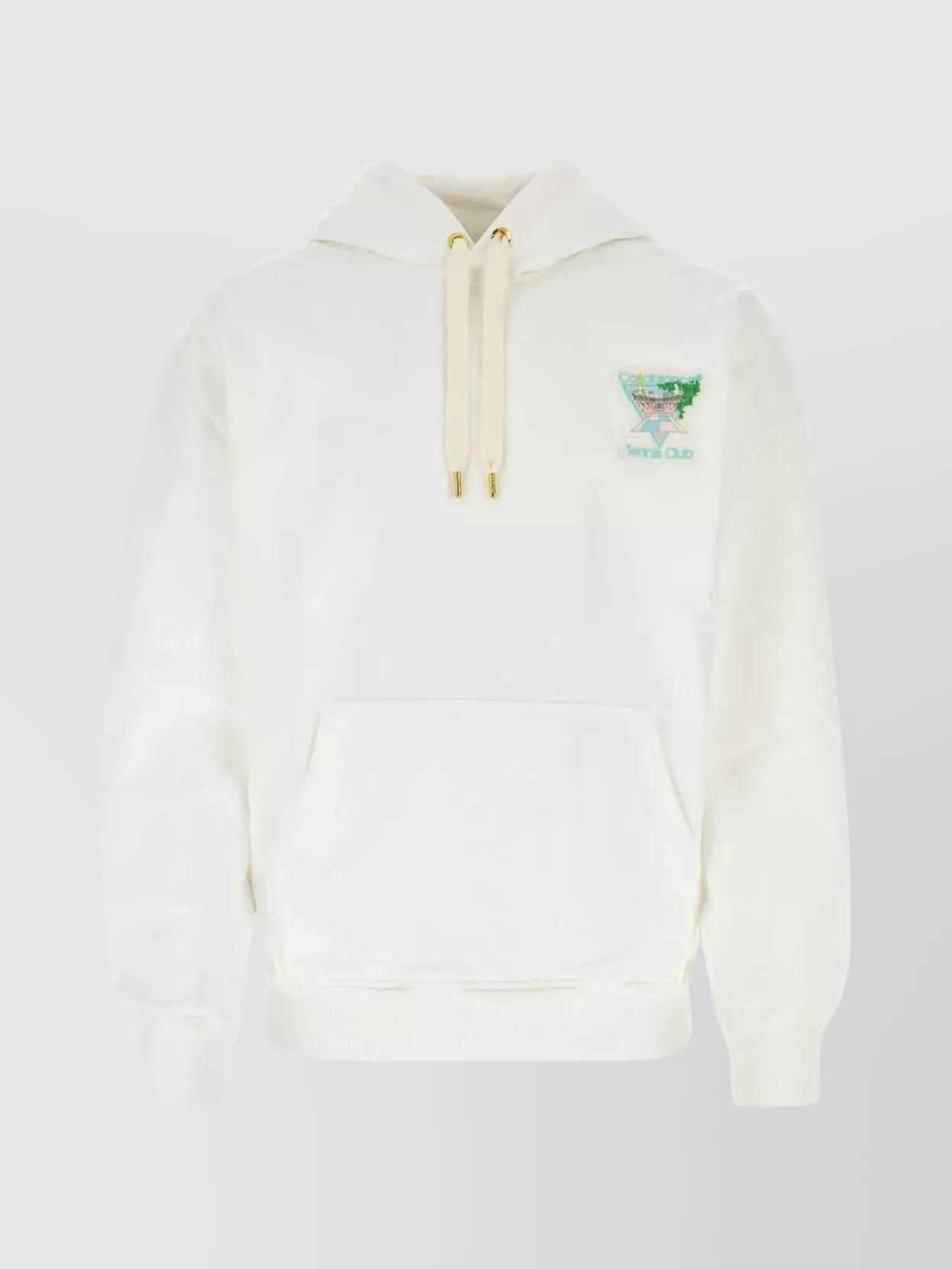 Shop Casablanca Embroidered Patch Organic Cotton Hoodie In Cyan
