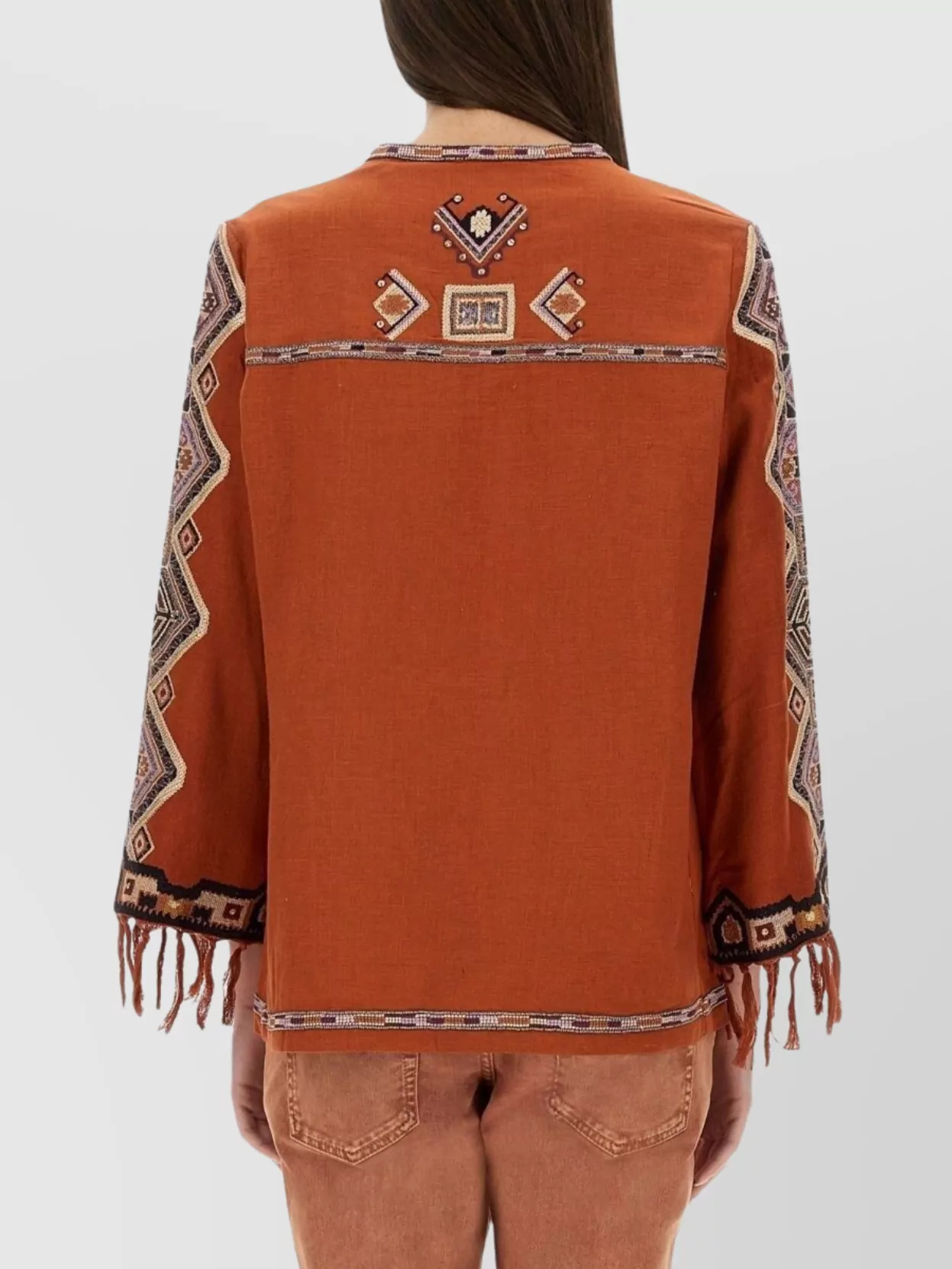 Isabel Marant Silk Blouse Embroidered Geometric Pattern
