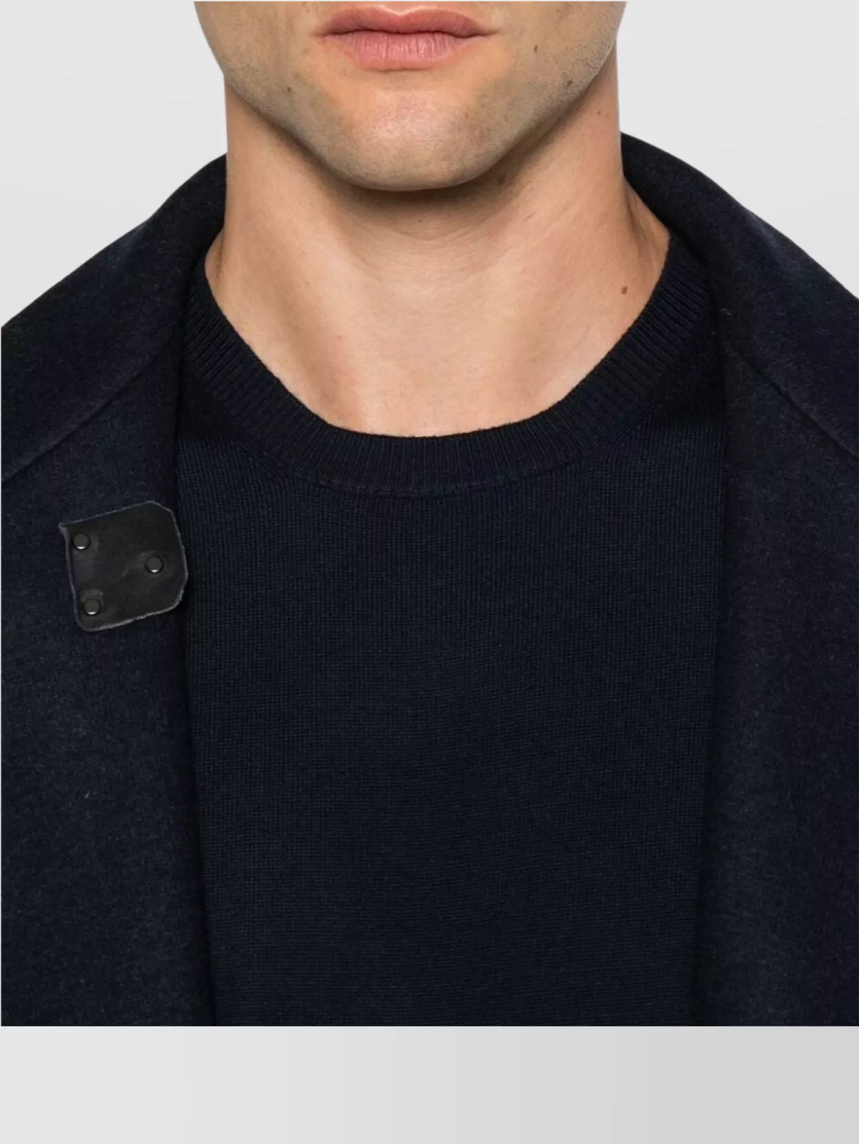 Fay Ribbed Knit Crewneck Sweater With Straight Hem