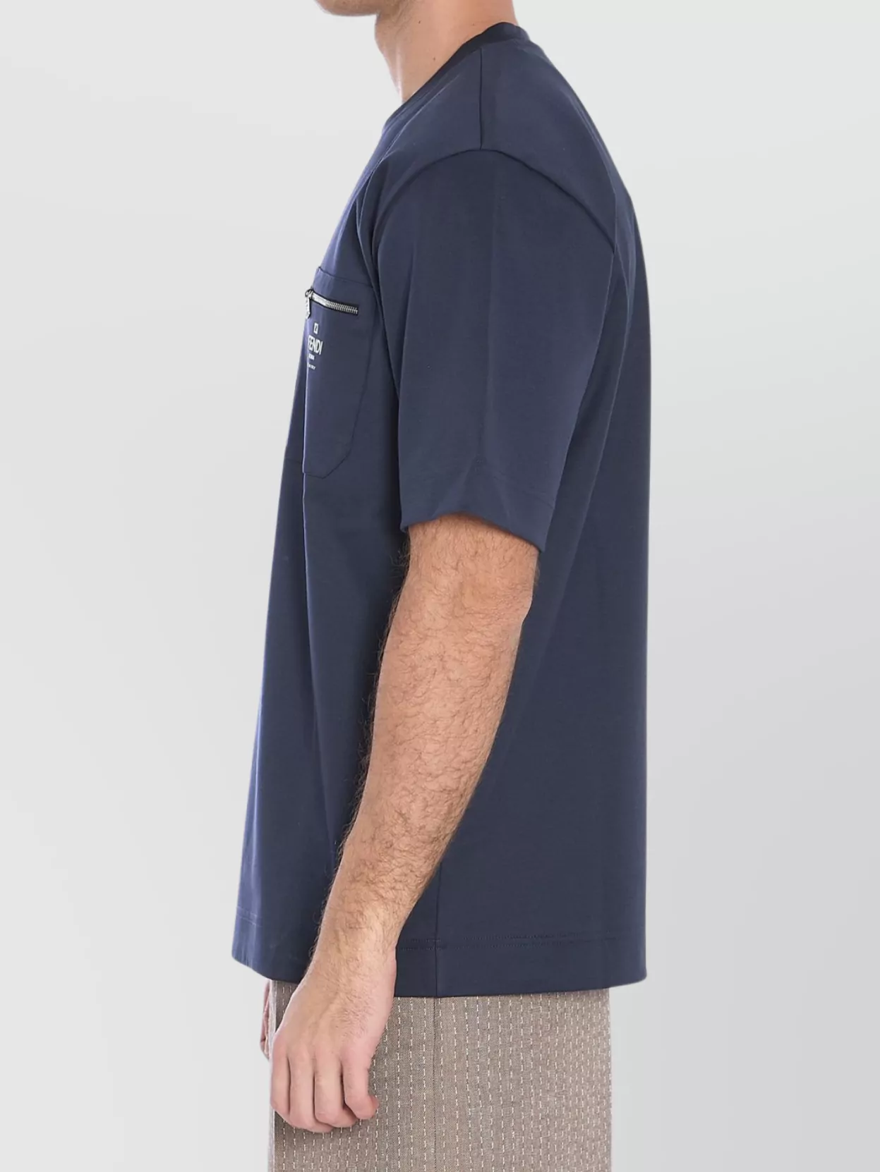 Fendi Crew-Neck T-Shirt With Zip Pocket