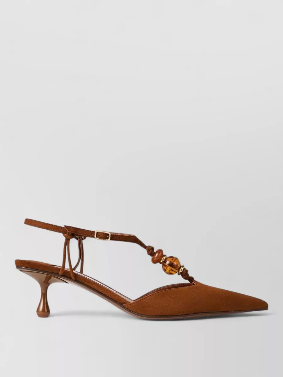 Jimmy Choo suede leather embellished slingback pumps