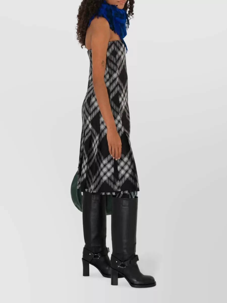Burberry Checked Wool A-Line Skirt