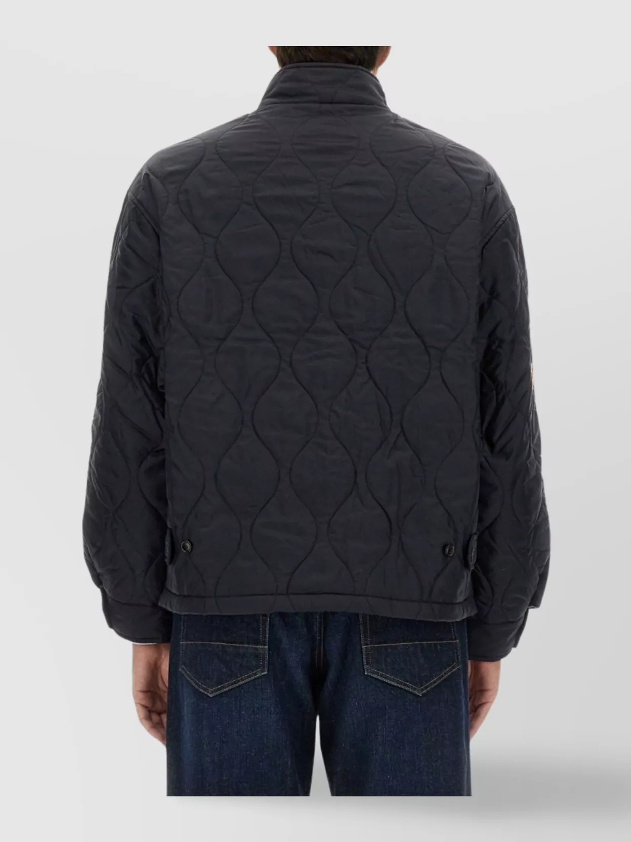 Baracuta Quilted Stand Collar Jacket With Embroidered Accents
